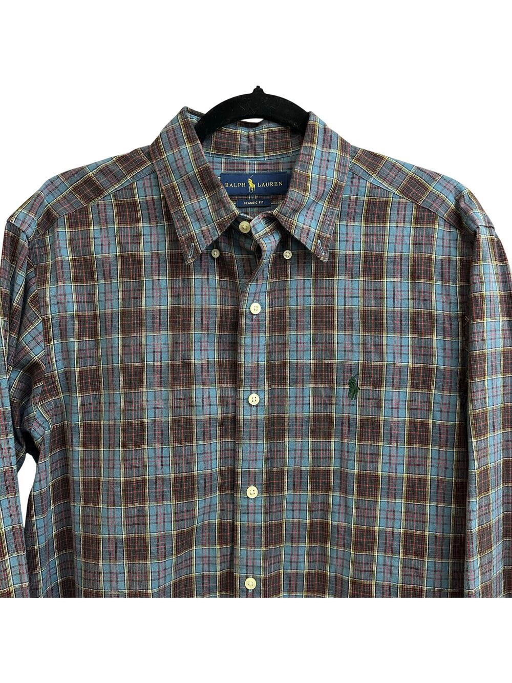 Ralph Lauren Men's Plaid Long Sleeve Button Down Classic Fit Size Medium Cotton